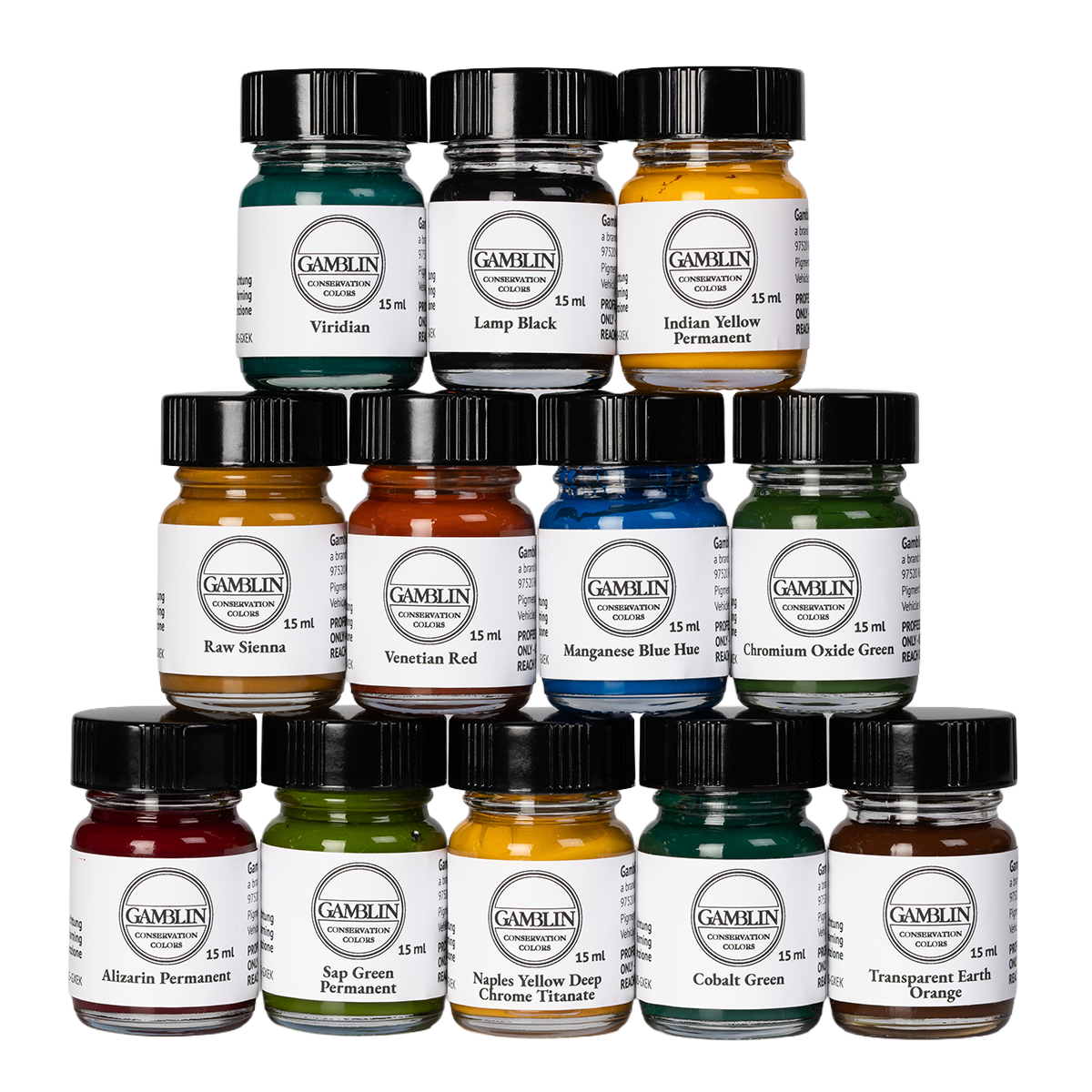 several jars with Gamblin Conservation Colors