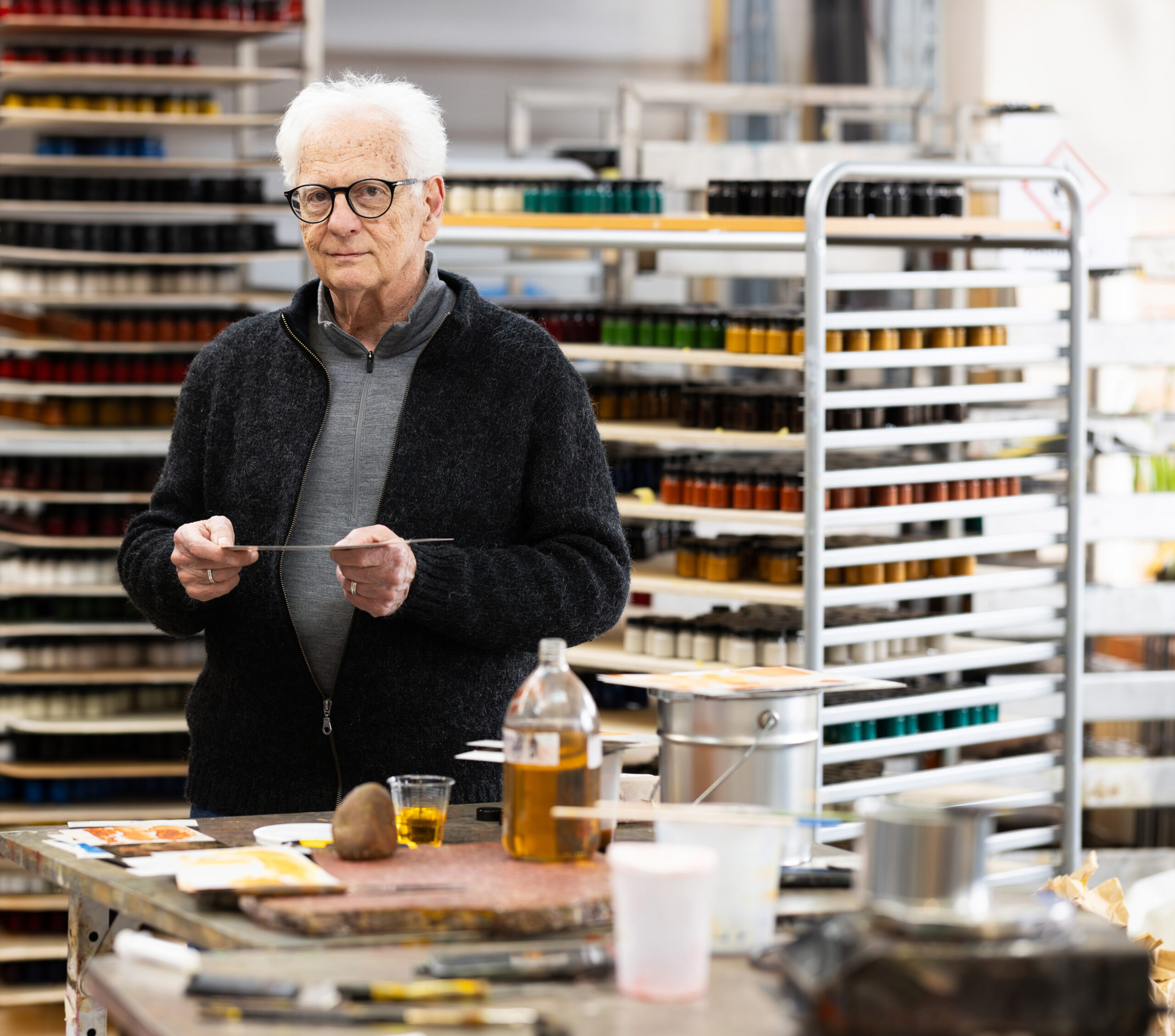 Robert Gamblin at production of Gamblin Conservation Colors_Quality Control
